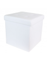 Coffre pouf pliable capitonné - Blanc