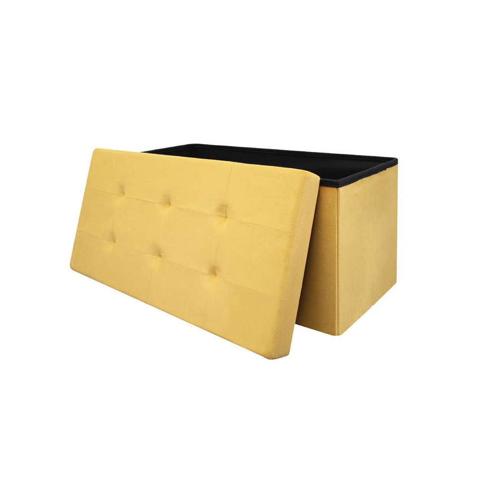 Coffre banc pliable Suédine - Jaune