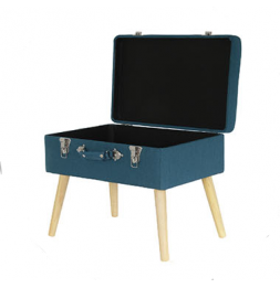 Tabouret coffre en forme de valise - Bleu