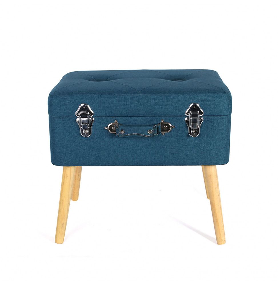 Tabouret coffre en forme de valise - Bleu