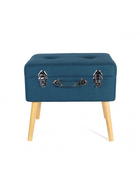 Tabouret coffre en forme de valise - Bleu