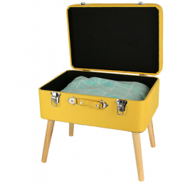 Tabouret coffre en forme de valise - Jaune