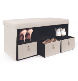 Coffre banc pliable avec rangements - Beige