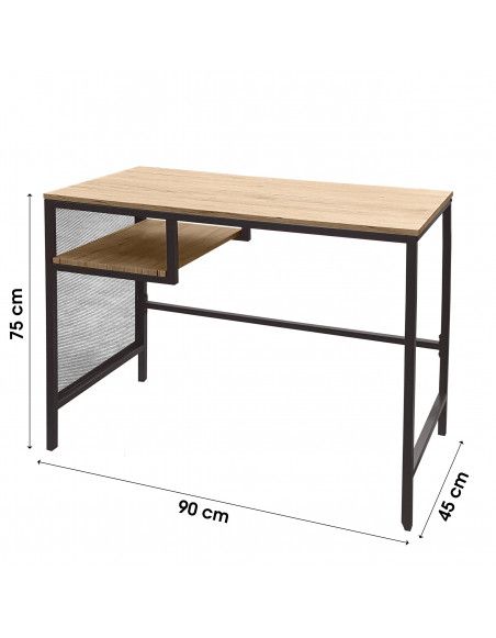 Bureau Style industriel Dock - L 90 cm x P 45 x H 75 cm - Bois et Métal