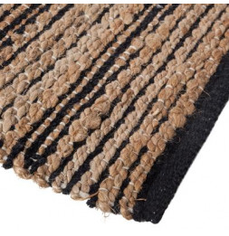 Tapis en jute et coton - Noir et marron - 140 x 70 cm