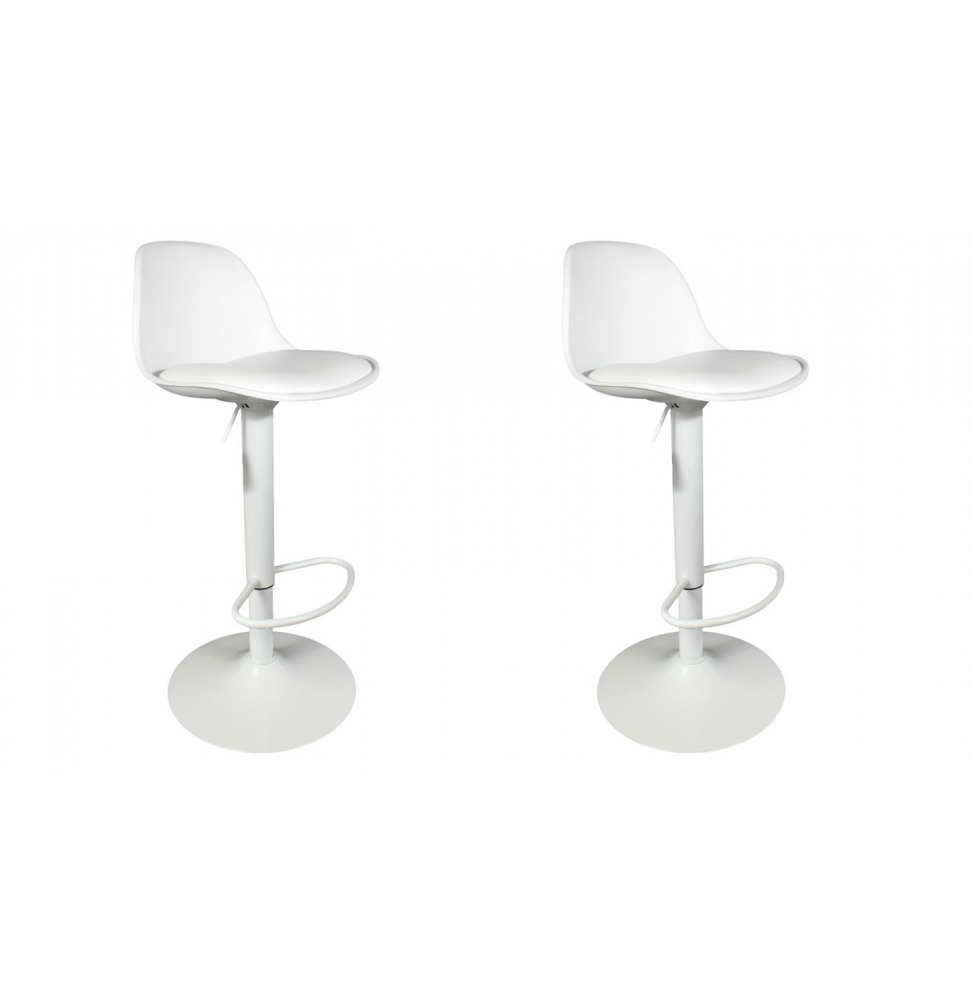 Lot de 2 chaises de bar - Isak - H 104 cm - Blanc