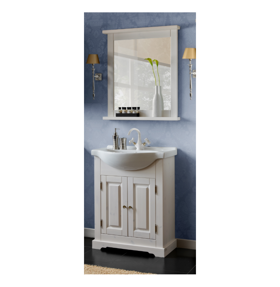 Ensemble meuble vasque + miroir - Bois - 65 cm - Romantic nowy