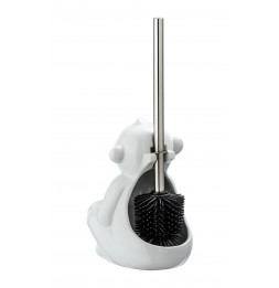 Brosse WC en céramique - Singe aphone - Blanc