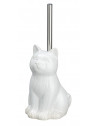 Brosse WC en céramique - Chat - Blanc