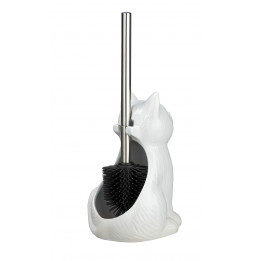 Brosse WC en céramique - Chat - Blanc