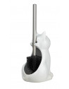 Brosse WC en céramique - Chat - Blanc