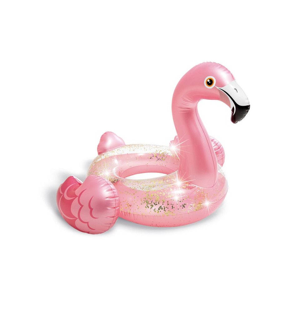 Bouée gonflable Flamant Rose Glitter - L 99 x l 89 x H 71 cm - Intex