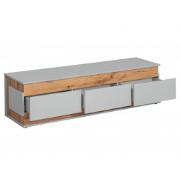 Banc Tv Berlin - L 150 x P 40 x H 41 cm - Gris et marron