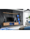 Ensemble meuble TV mural Switch XXI - L 240 x P 40 x H 120 cm - Marron et noir