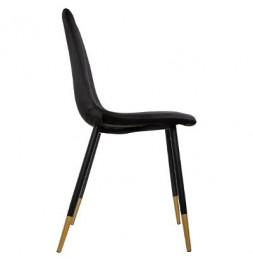 Chaise en velours - Tyka - Noir et doré