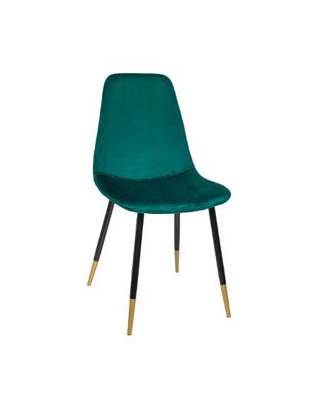 Chaise en velours - Tyka - Vert et doré