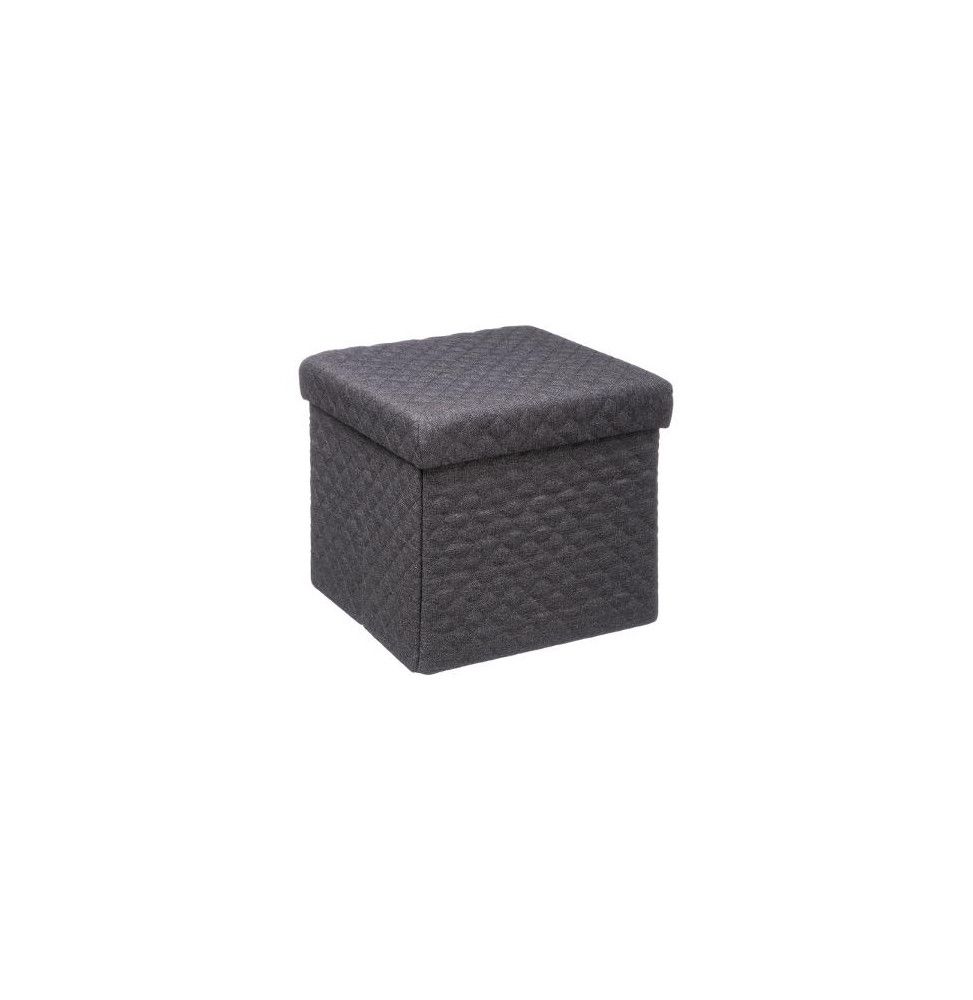 Pouf pliable avec couvercle -  L 31 cm x P 31 cm x H 30 cm - Gris