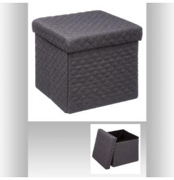 Pouf pliable avec couvercle -  L 31 cm x P 31 cm x H 30 cm - Gris