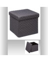 Pouf pliable avec couvercle -  L 31 cm x P 31 cm x H 30 cm - Gris