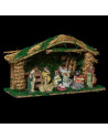 Crèche de Noël avec 9 santons - L 38 cm x l 14.5 cm - Bois