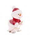 Décoration bonhomme de neige - L 28 cm x l 19 cm x H 37 cm - Ski