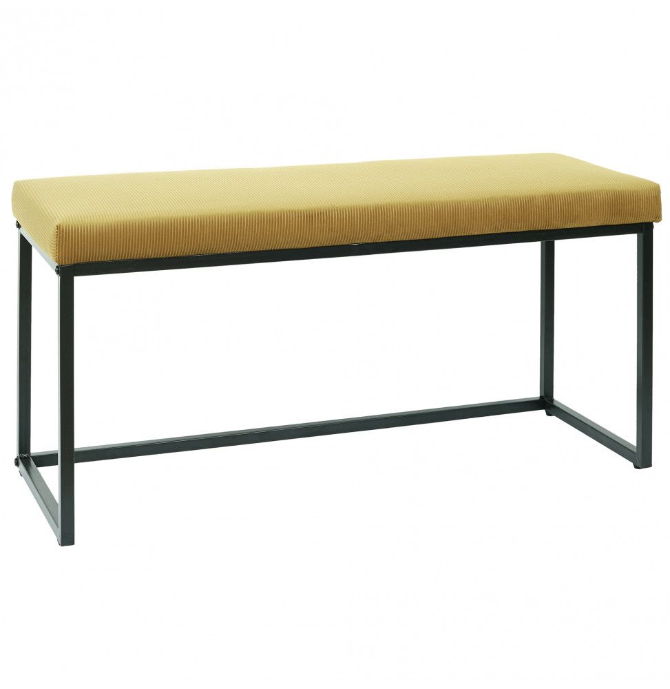 Banquette en velours côtelé - L 100 cm x l 38 cm x H 48 cm - Giulia - Jaune