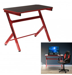 Bureau gamer - L 100 cm x l 50 cm x H 74 cm - Unit - Rouge