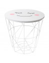 Table d'appoint avec rangement - Moon - D 29,8 cm - Blanc