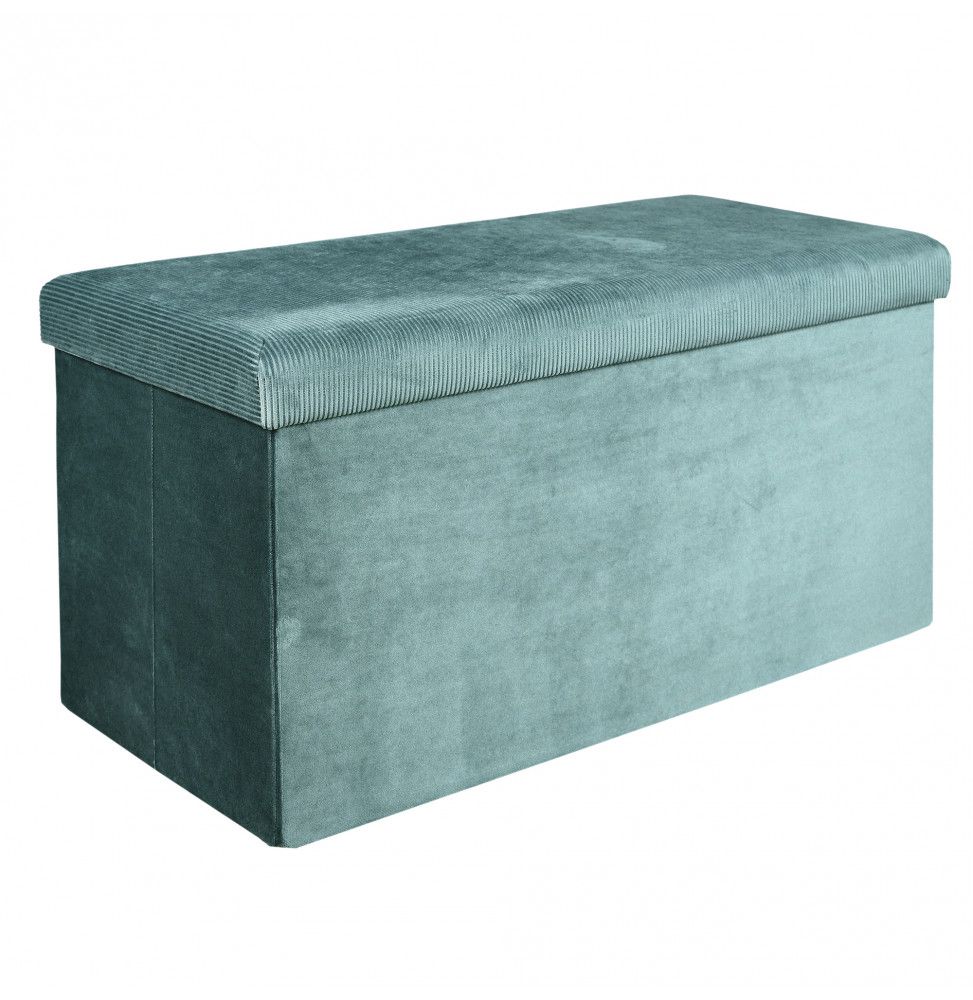 Banc coffre - Velours - Giulia - L 76 cm x 38 x 38 cm - Bleu