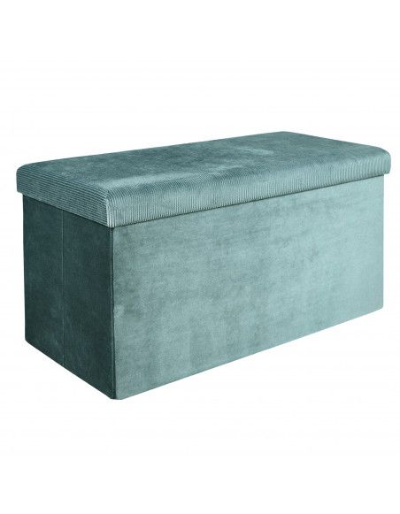 Banc coffre - Velours - Giulia - L 76 cm x 38 x 38 cm - Bleu