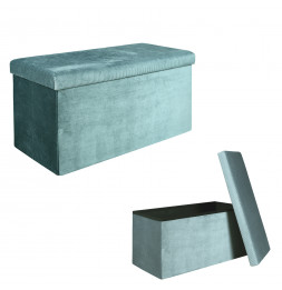 Banc coffre - Velours - Giulia - L 76 cm x 38 x 38 cm - Bleu