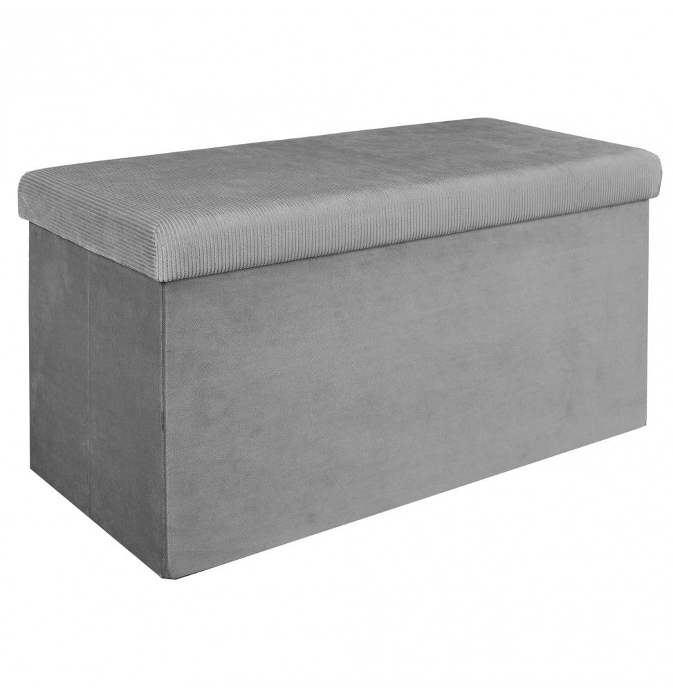 Banc coffre - Velours - Giulia - L 76 cm x 38 x 38 cm - Gris