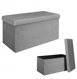 Banc coffre - Velours - Giulia - L 76 cm x 38 x 38 cm - Gris