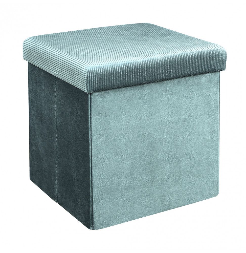 Pouf coffre - Velours - Giulia - L 76 cm x 38 x 38 cm - Bleu