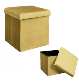 Pouf coffre - Velours - Giulia - L 76 cm x 38 x 38 cm - Jaune