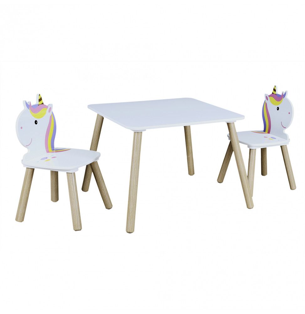 Table avec 2 chaises forme Licorne