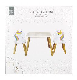 Table avec 2 chaises forme Licorne