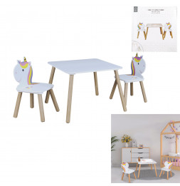 Table avec 2 chaises forme Licorne