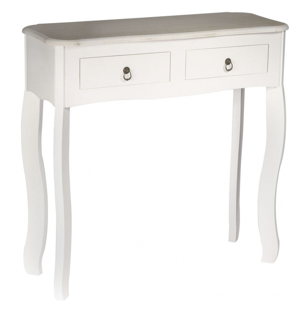 Console en bois - L 80 x l 30 cm x H 78 cm - Victoria - Blanc