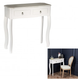 Console en bois - L 80 x l 30 cm x H 78 cm - Victoria - Blanc