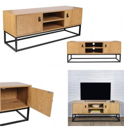 Meuble TV en bois - L 117 x l 39 cm - Noir