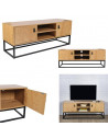 Meuble TV en bois - L 117 x l 39 cm - Noir