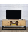 Meuble TV en bois - L 117 x l 39 cm - Noir