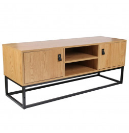 Meuble TV en bois - L 117 x l 39 cm - Noir