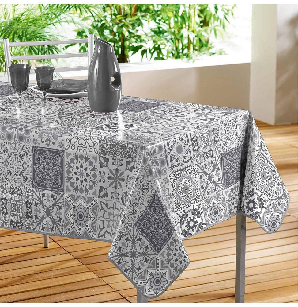 Nappe rectangle en PVC - 140 x 240 cm - Persane Gris