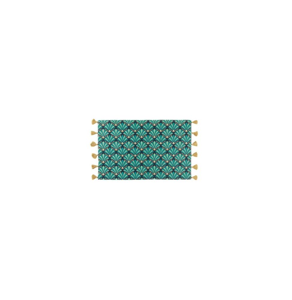 Tapis rectangulaire à pompons - L 80 x H 50 cm - Doré