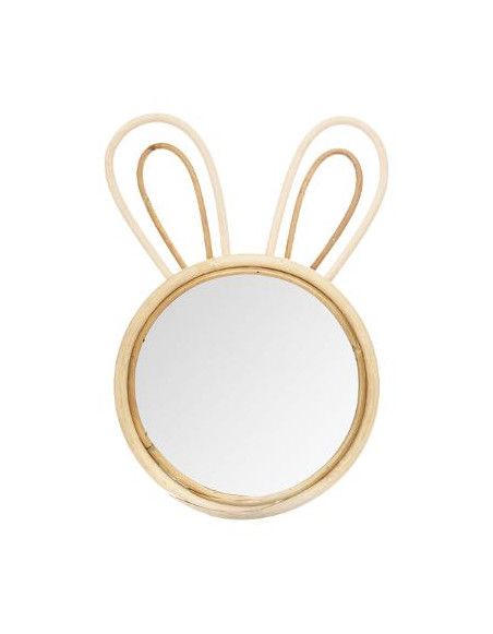 Miroir rond Lapin - L 24 x H 38 cm - Beige