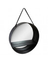 Miroir étagère rond Belt - D 55 x l 10 cm - Noir