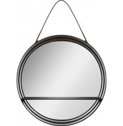 Miroir étagère rond Belt - D 55 x l 10 cm - Noir