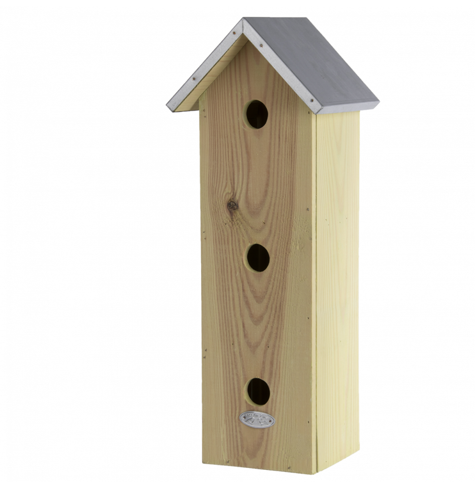 Nichoir vertical pour moineaux - L 17 x l 19,5 x H 51 cm - Bois de pin